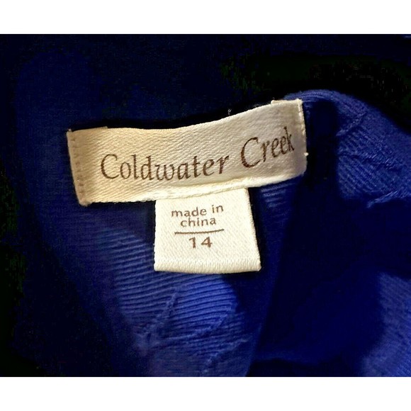 Coldwater Creek Textured Blazer Royal Blue Size 14 Cotton Snap Closure Pockets - Picture 2 of 2